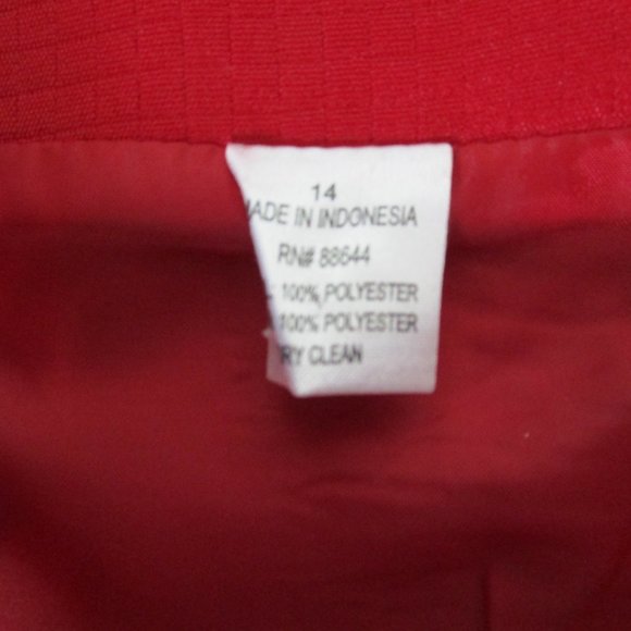 Vintage NYP Suits Red Dress Suit Set Skirt and Jacket Size 14 Long Sleeve Career - Picture 9 of 12